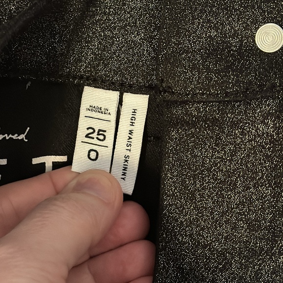 LOFT Shimmer Jeans High Rise Waist Skinny Leg in Black Women’s 25 0 - Picture 7 of 9